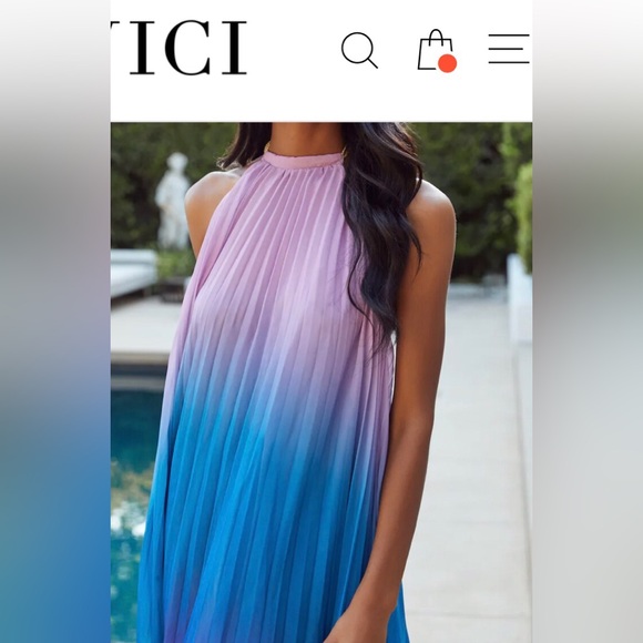 Vici Mykonos colorful Ombré pleated halter maxi dress by L’ Atiste. NEW large - Picture 13 of 16